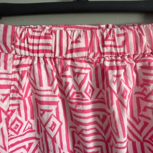 J. Crew Linen Blend Pink White Geometric Patterned Lined Skirt w/ pockets Sz 0 - Picture 8 of 11